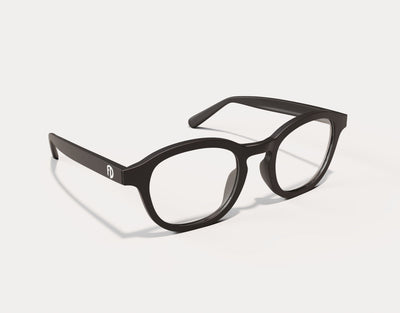 Side view of Faded Days The Scholar XXL eyeglasses in Black, showcasing the extra-wide frame for large faces and a comfortable fit.