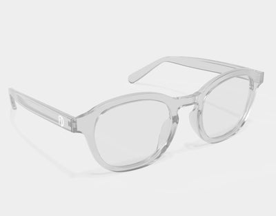 Side profile of The Scholar 165mm XXL large eyeglasses in Clear, built for wide faces and large head sizes with a sleek, modern design.