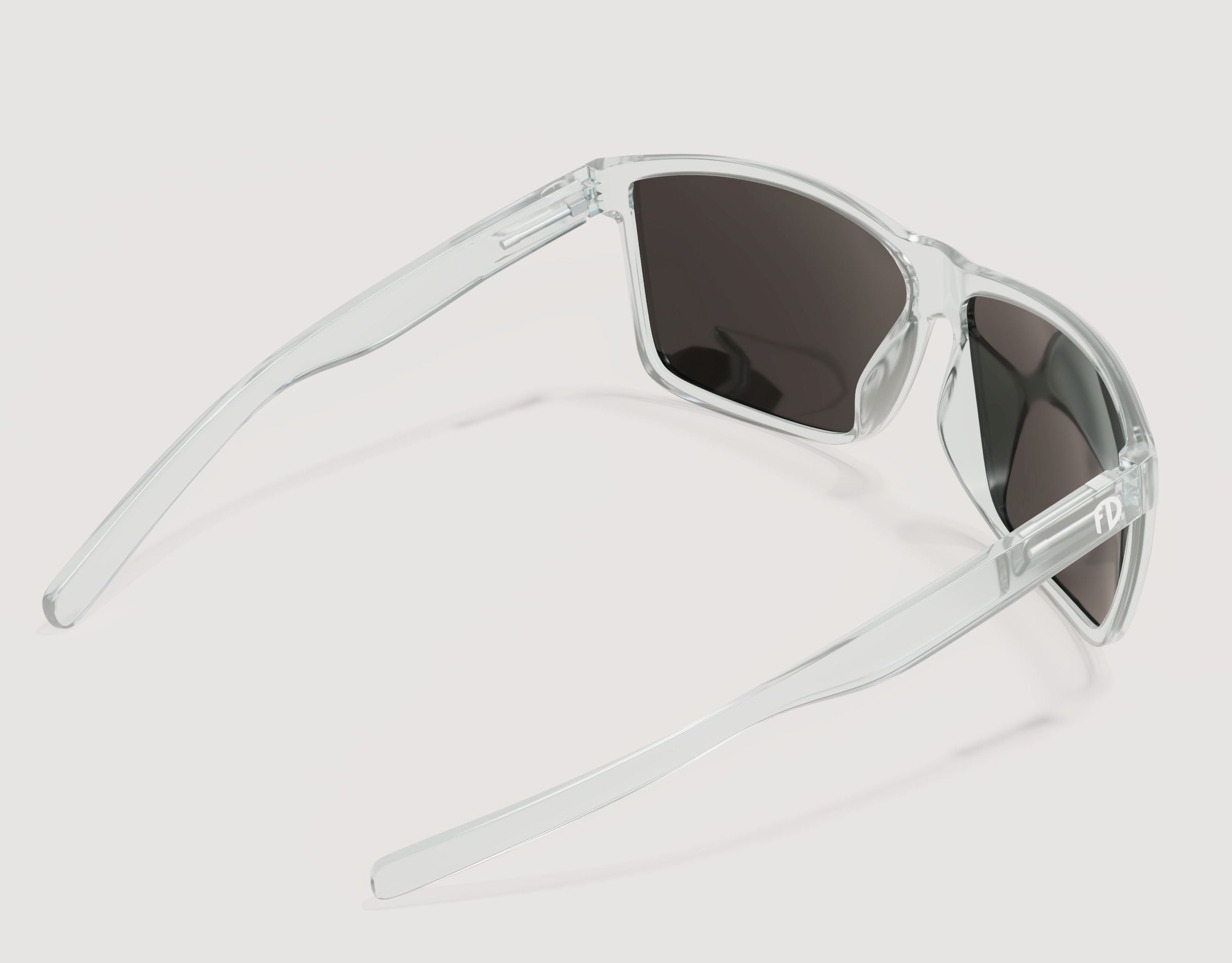 Rear view of Sport 165mm XXL polarised sport sunglasses in Clear with purple lenses – sunglasses for large heads.