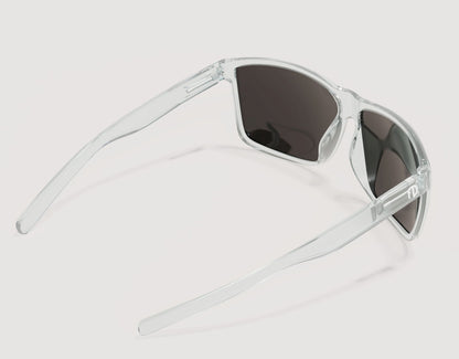 Rear view of Sport 165mm XXL polarised sport sunglasses in Clear with purple lenses – sunglasses for large heads.