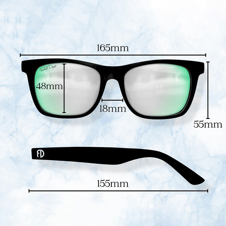 XXL Classic (165mm) Extra Wide Sunglasses for Big Heads size chart