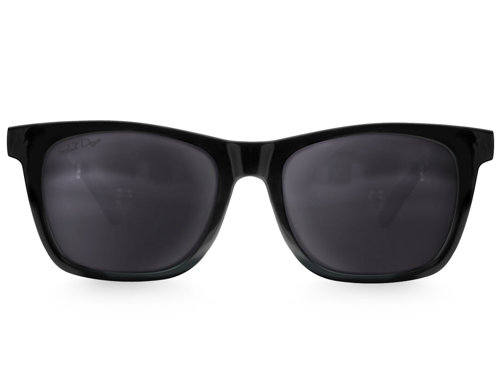 XXL Classic (165mm) Extra Wide Sunglasses For Big Heads Black Gloss-Yellow Solar Polarised Lenses